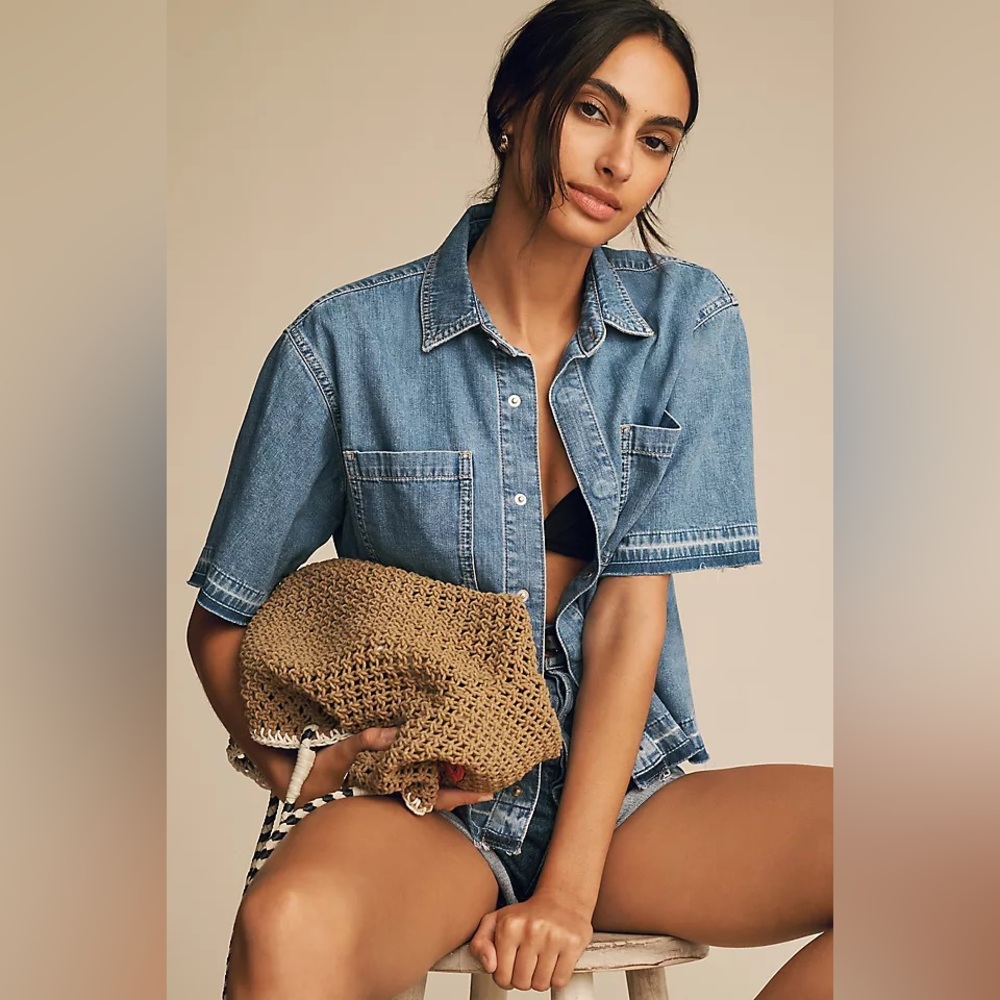 Anthropologie Pilcro Blue Short Sleeve Jean Jacket